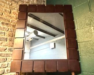Statement Vintage Wall Mirror with Thick Wooden Frame
