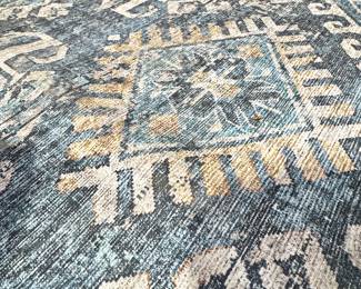 Skye SKY-03 Denim & Natural Area Rug – 9x12 Distressed Tribal Pattern