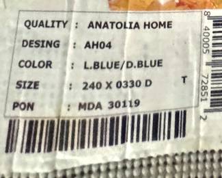 Large Blue & Cream Anatolia Home Area Rug 8x11 – Vintage-Inspired Pattern