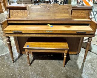 Vintage Baldwin Acrosonic Upright Piano with Bench – Mid Century Wood Console Piano