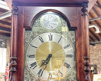 Vintage Grandfather Clock Dial – Roman Numeral Face with Brass Details