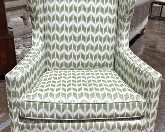 Traditional Wingback Armchair with Tall Back and Rolled Arms