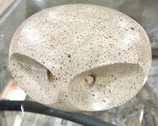 Abstract Owl Stone Sculpture – Modern Organic Carved Decorative Object