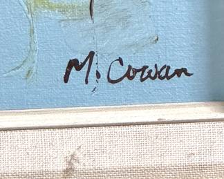 Signed Vintage Oil Painting Detail – Artist Signature M. Cowan