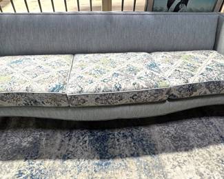 Elegant Vintage Sofa with Curved Silhouette, Upholstered Three-Seat Couch