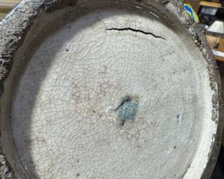 Vintage Hand-Painted Art Pottery Vase – Scenic Landscape with Blue Handles Base