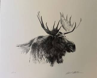 Signed and numbered moose by Robert Bateman