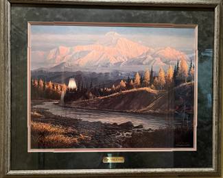 Original signed/numbered framed art by Gary Peterson, "In the Shadow of Denali"