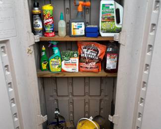 Yard and pool supplies, 2 Rubbermaid cabinets