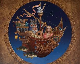 Signed and numbered framed art by James Christensen '"The Royal Music Baroque"