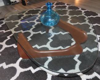 MCM teak wood and glass coffee table.