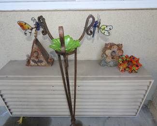 Glass bird feeders.