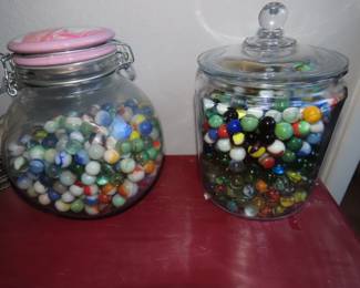 Jars of marbles.