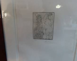 Picasso signed etching, 347 series, "La Comedie Homaine" 1968.