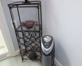 Wine rack and air purifier.