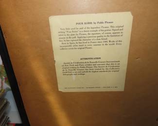 Pablo Picasso COA.