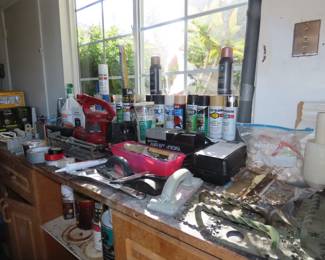 Garage tables filled