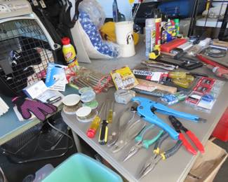 Garage tables filled