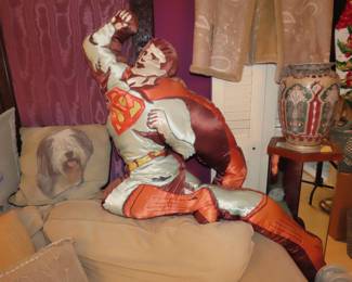 Vintage Superman pillow, decorative cushions.