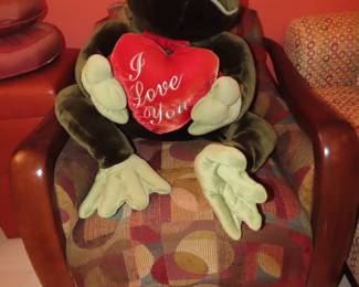 Large stuffed frog .