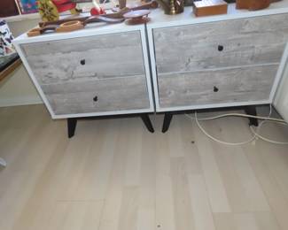 Two short two drawer nightstands/chests.