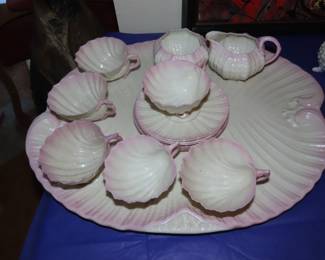 Very old Belleekcake plate and tea cups/saucers.