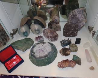 Geodes, crystals and fossils.