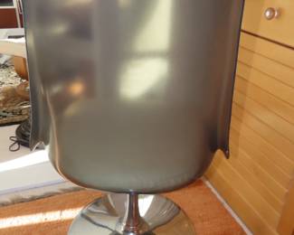 Smoked glass table with smoked plastic/fibreglass tulip chairs.