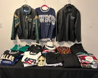 Collection of Dallas Stars, Cowboys, & Rangers Jerseys, sweaters, and jackets