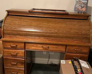 Solid Oak Rolltop Executive Desk
