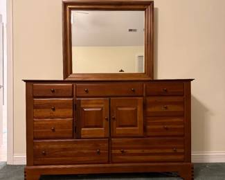 Long dresser with mirror (matching king bed)