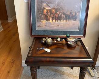 Side Table with drawer, duck and quail decor, Western Art