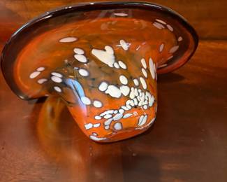 Murano style pulled glass bowl