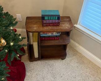 small side table, books