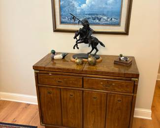 buffet, statue, ducks, quail