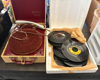 45 record player with 45 records