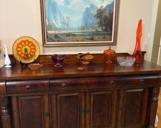 buffet, vintage glass