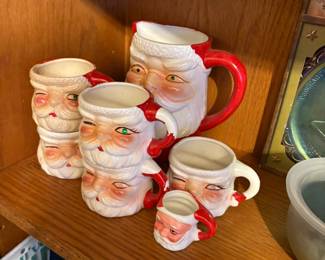 Santa mugs and pitcher