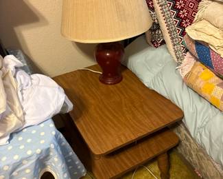 side table, lamp
