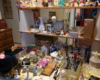 scissors, bells, figurines