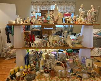 salt and pepper, bells, baskets, figurines