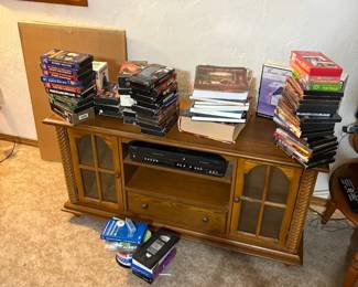 TV cabinet, movies and books