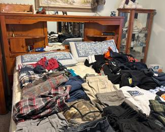 Clothing, wood headboard