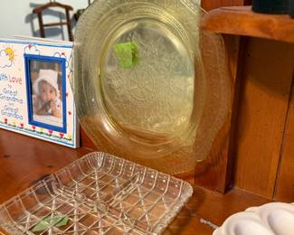 Amber yellow depression glass