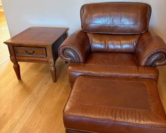 chair and ottoman, side table