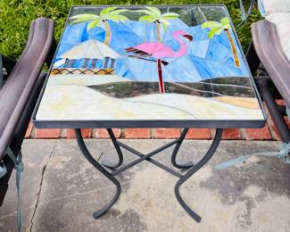 Stained Glass Flamingo Table