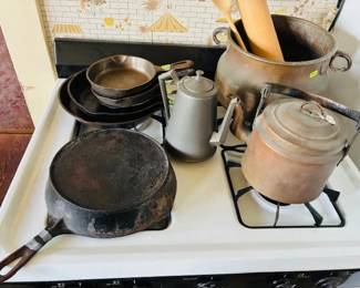 Cast iron, pewter & copper