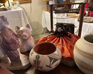 Stone Carvings, Pueblo Pottery, "Weaver" 