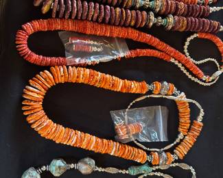 Coral and stone necklaces 