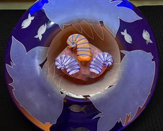 Extra Large Aquatic Art Glass Bowl